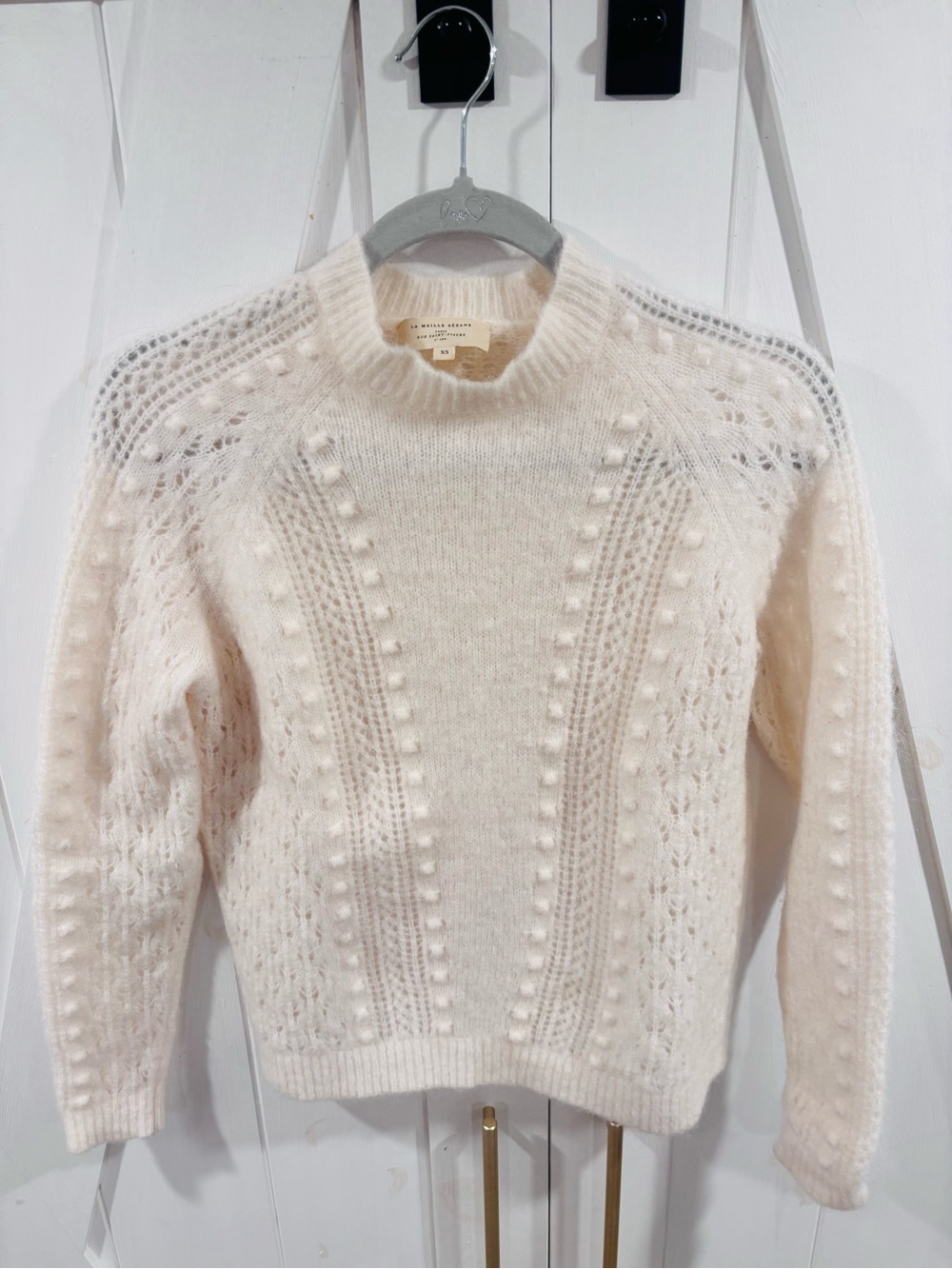 Sezane Cream Textured Mohair Crewneck Sweater - Picture 2 of 2